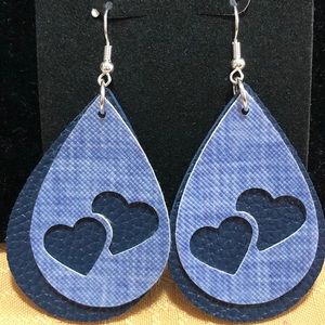 BLUE LEATHER EARRINGS